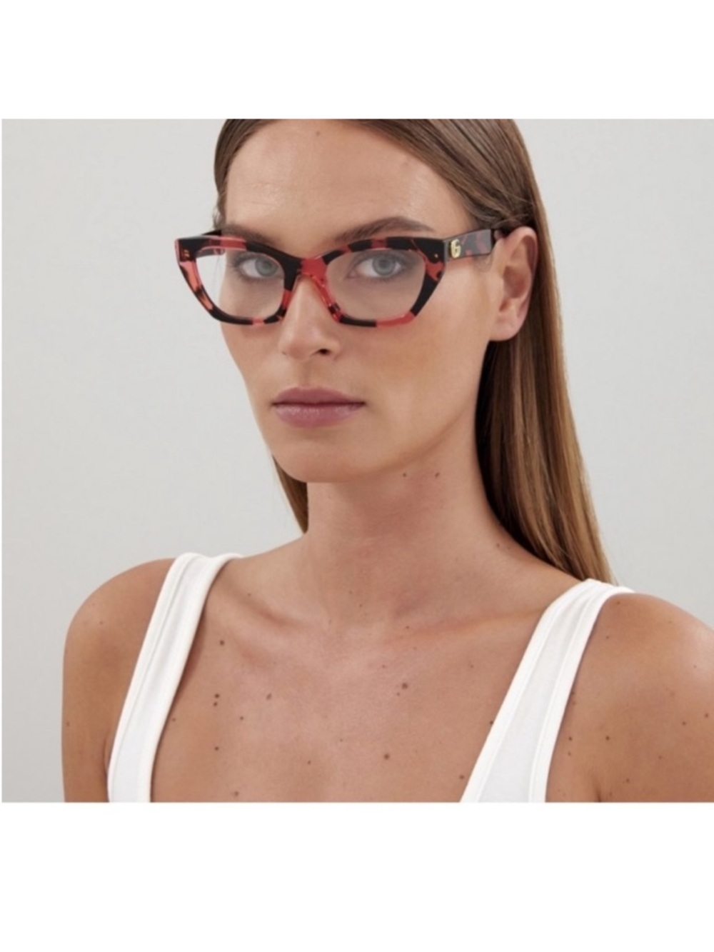 Gucci Cat-Eye Glasses in Pink and Black Tortoiseshell like new authentic